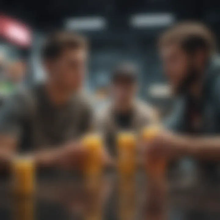 A dynamic scene featuring gamers enjoying Juice GFuel during gameplay