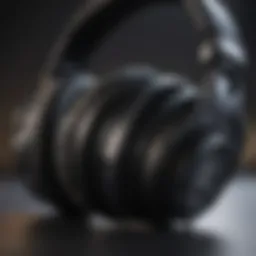Close-up of a premium gaming headset showcasing sound technology
