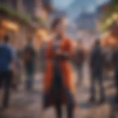 Community Response to Mobile Release A vibrant illustration depicting the gaming community's reaction