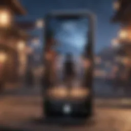 Genshin Impact logo with a mobile device backdrop