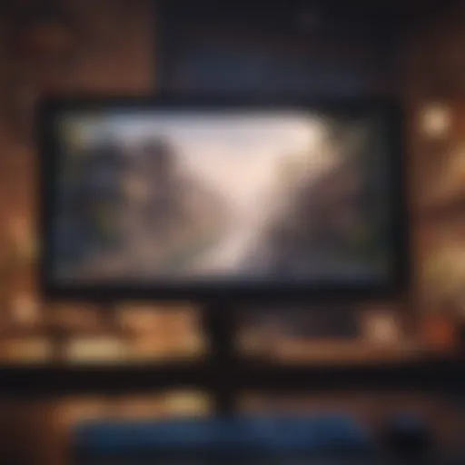 Illustration depicting a PC screen with Genshin Impact update process