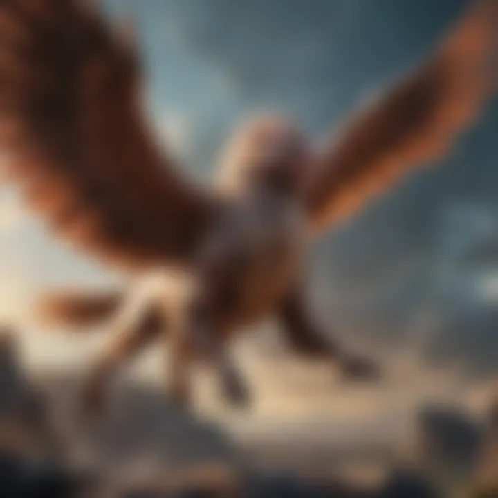 Mythical Griffin Soaring through the Skies