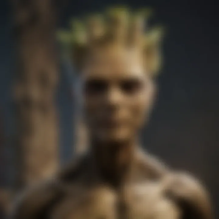 An artistic representation of Groot's evolution throughout the Marvel Cinematic Universe.