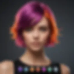Innovative interface of a hair color changing app showcasing vibrant hues