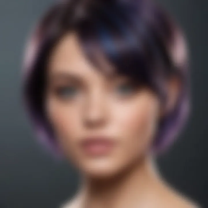 Artistic hair color filter creating a holographic effect on dark hair