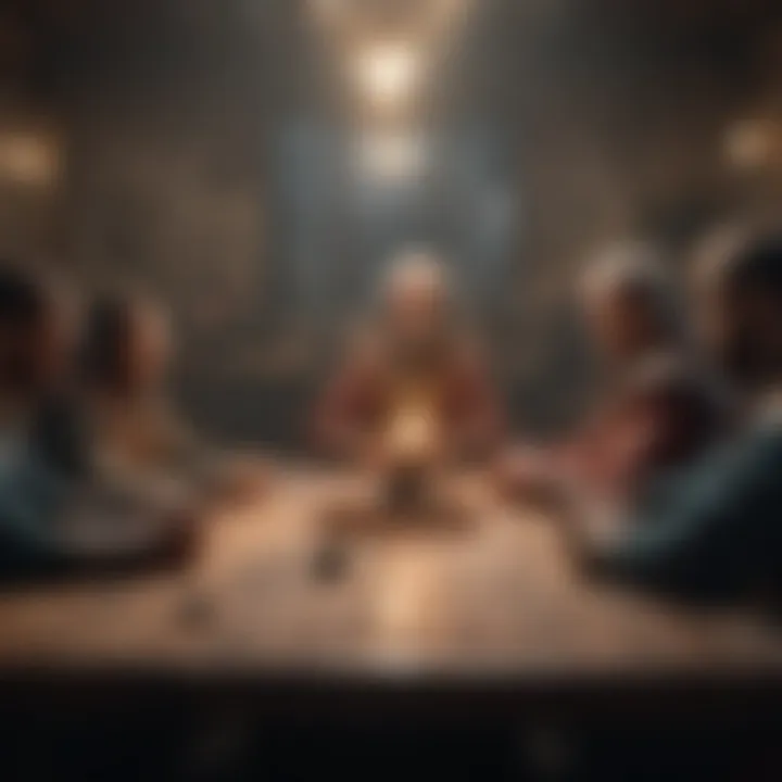 A strategic discussion among players in a cozy setting.