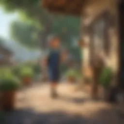 Illustration of a villager engaging in daily tasks for bells