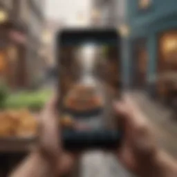 A person using a smartphone with Instagram app open