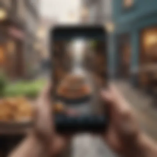 A person using a smartphone with Instagram app open