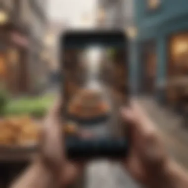 Engaging with Instagram App A person using a smartphone with Instagram app open