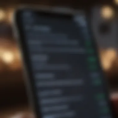 Close-up of iPhone screen with notification settings menu