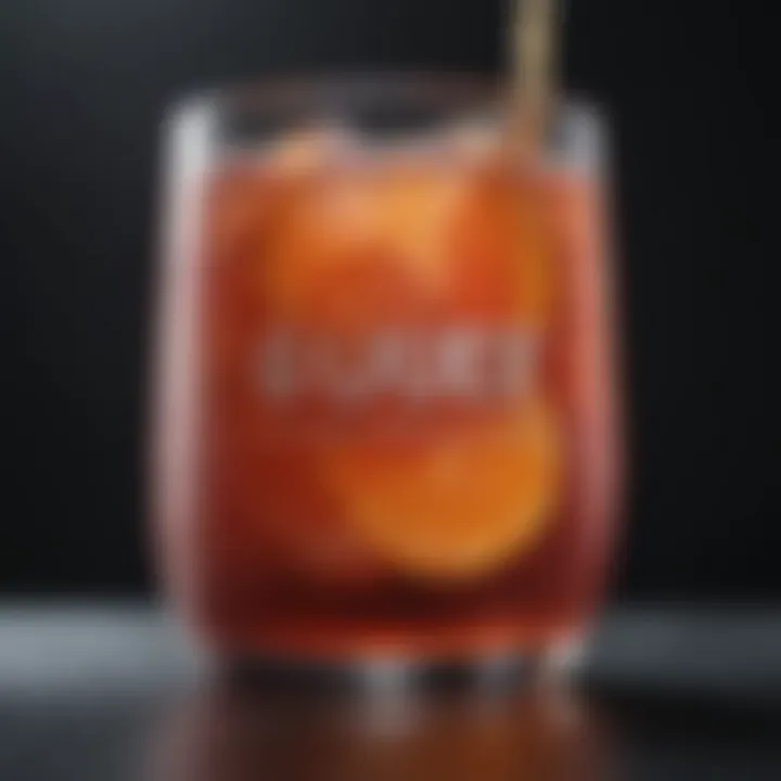 A close-up shot of a glass filled with Juice GFuel mix and ice