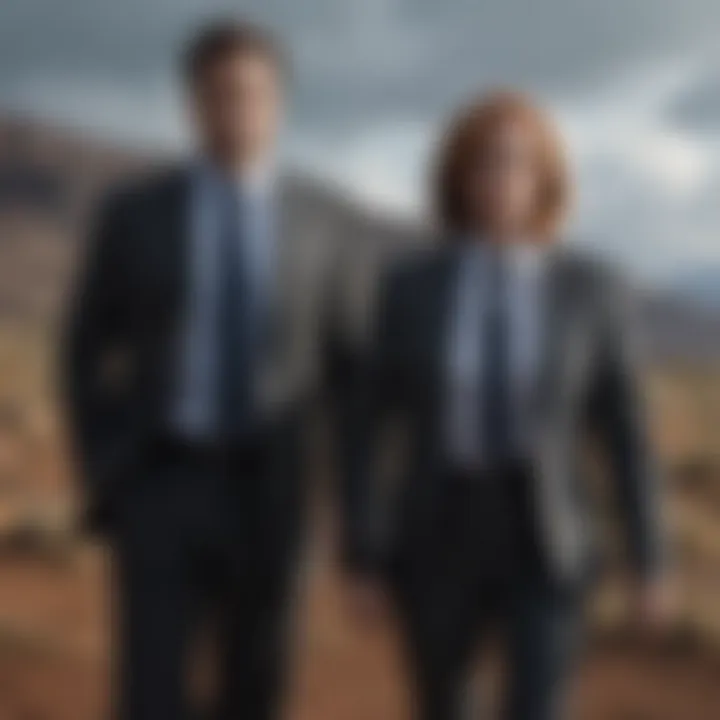Key characters from The X-Files in a dramatic scene