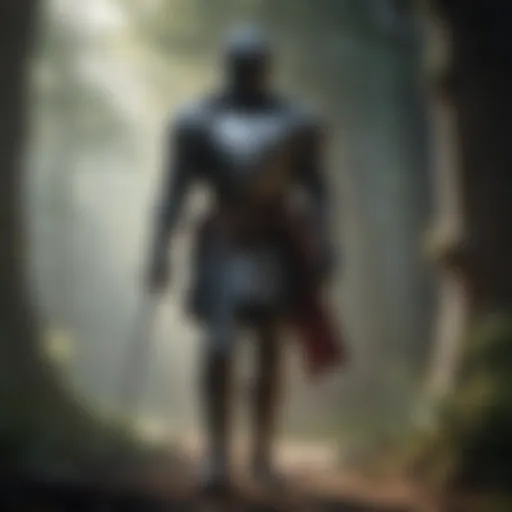 Illustration of a knight standing tall with a sword in hand