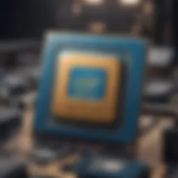 Close-up view of latest Intel processor architecture for laptops