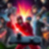 A dynamic illustration showcasing iconic characters from gaming history