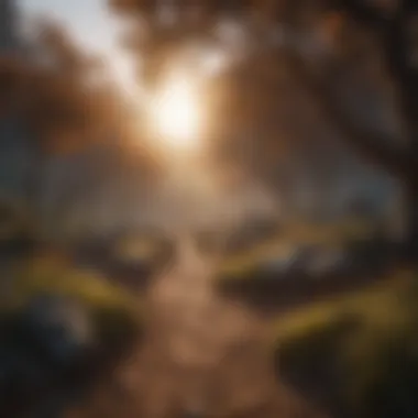 Gathering Resources in Shadowlands A vibrant landscape showcasing resource gathering in Shadowlands