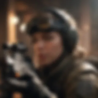 Player focusing intensely during aim training