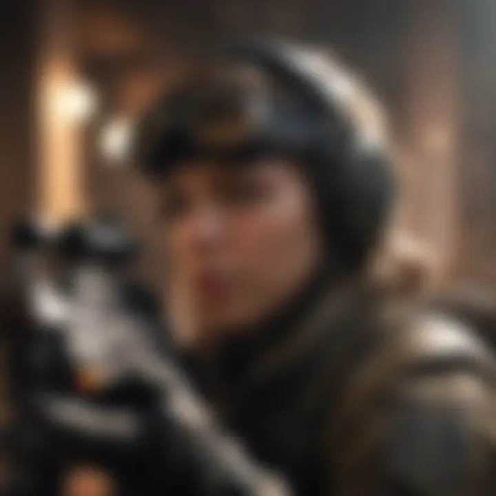 Player focusing intensely during aim training