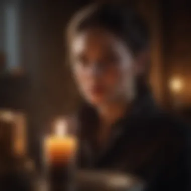 Mysterious figure in a candlelit setting