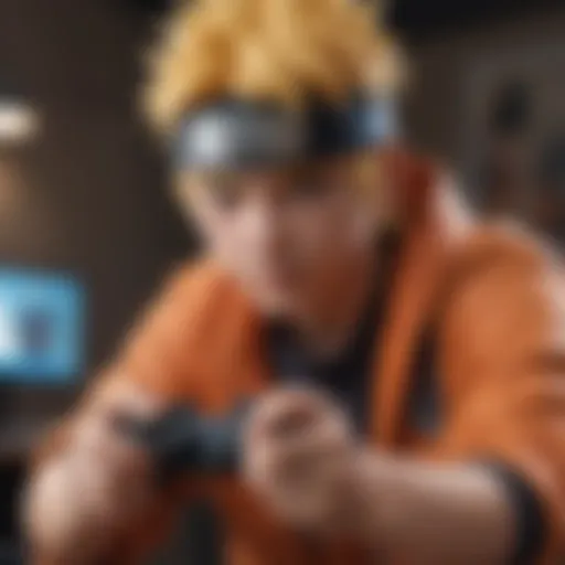 Naruto Uzumaki engaging with a video game controller