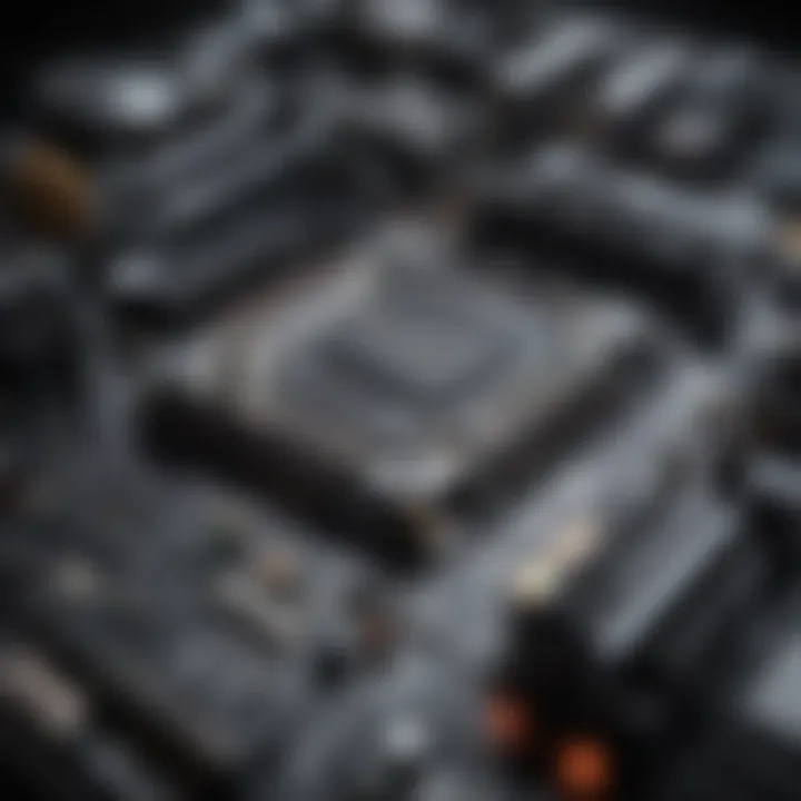 A close-up of various PC components with price tags
