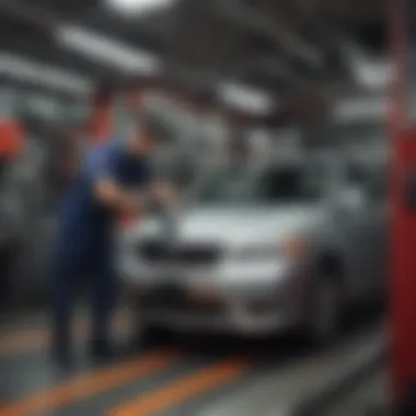 Professional Toyota service technician working on a vehicle