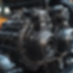 Close-up of diesel engine components