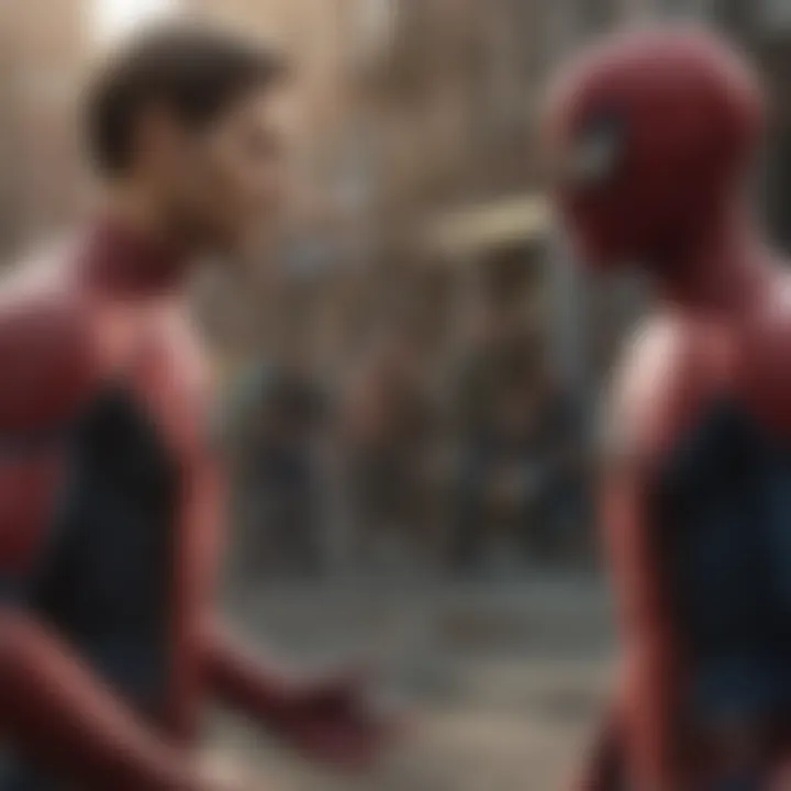 Tobey Maguire facing off against a powerful villain