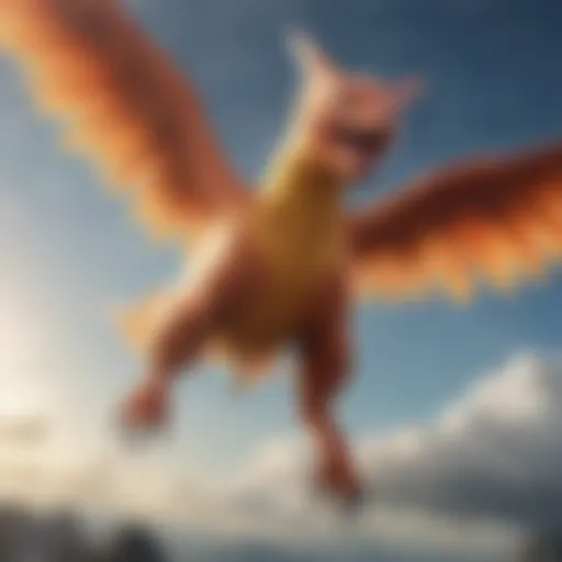 A majestic Legendary Pokémon soaring in the sky