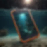 Vibrant underwater scene showcasing a phone protected by a water case