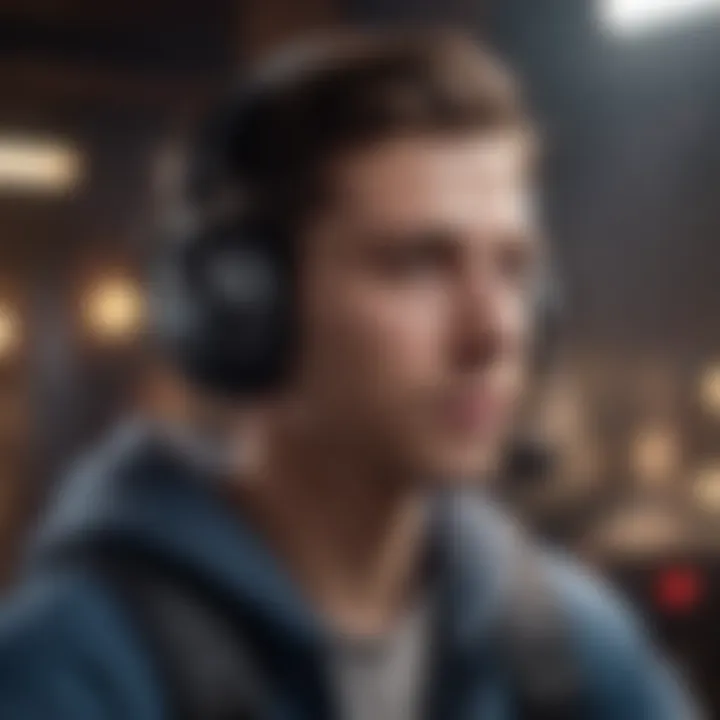 User enjoying immersive gaming experience with headset