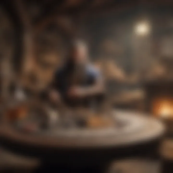 A fantasy marketplace bustling with various goods and characters exchanging items