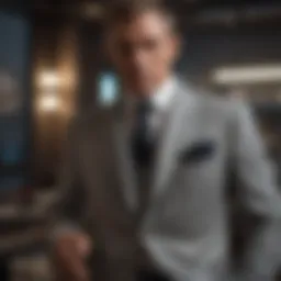 A dramatic representation of James Bond in a modern setting, reflecting contemporary themes.
