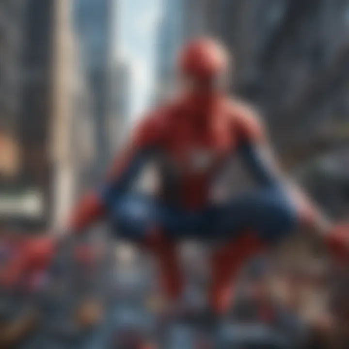 Spider-Man swinging through New York City