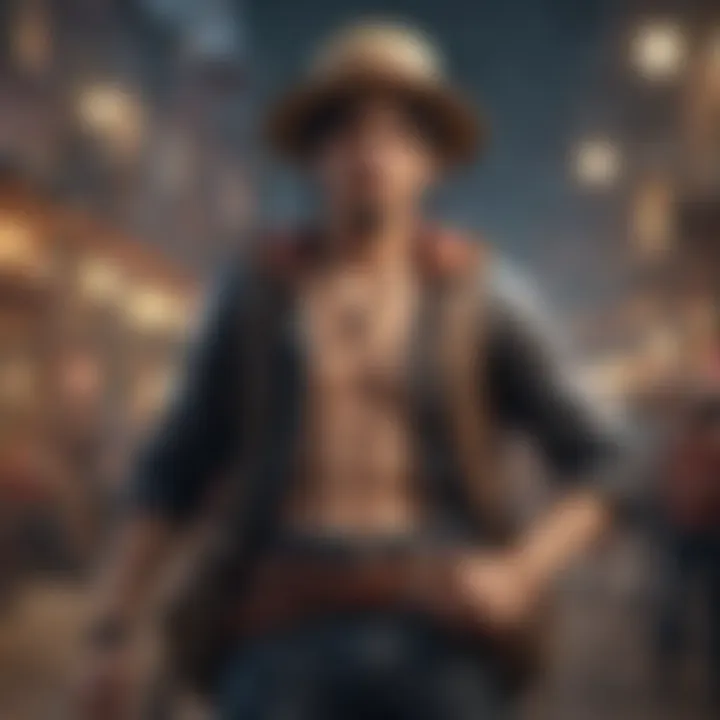 Artistic representation of iconic themes found in One Piece, such as friendship and adventure