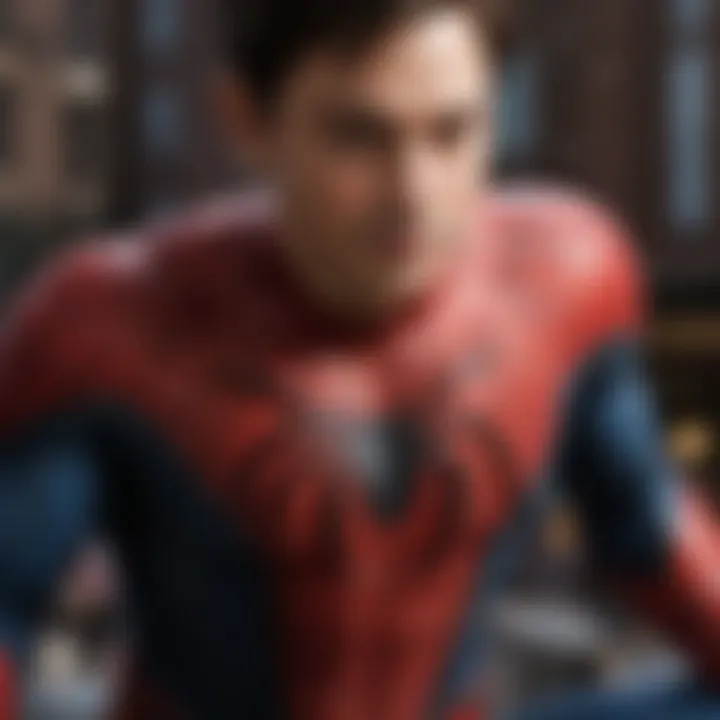 Spiderman logo intertwined with Tobey Maguire's image