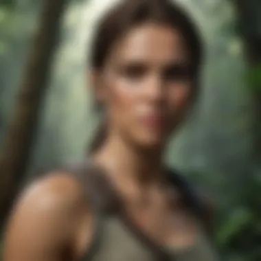 Lara Croft facing formidable challenges in a treacherous jungle