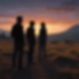 Iconic scene featuring the twilight sky and silhouettes of main characters