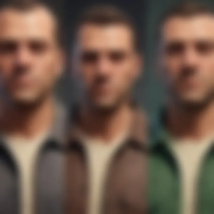 Abstract representation of GTA V character evolution