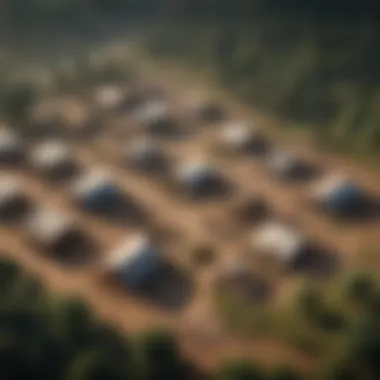 Aerial view of a bandit camp in Rust, showcasing its layout and structures