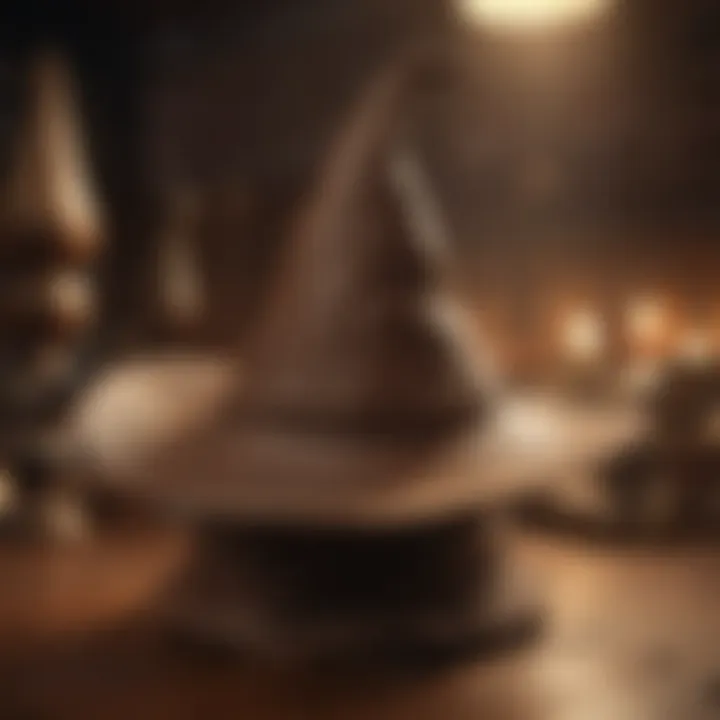 An artistic representation of the Sorting Hat's magical elements and characteristics