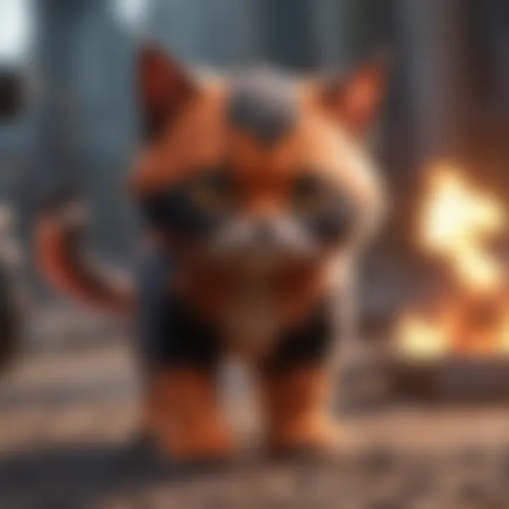 Litten showcasing its fire-type abilities in a battle scenario.