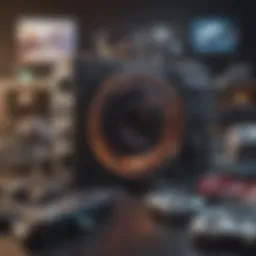 A vibrant collage of gaming consoles, film reels, and tech gadgets representing the fusion of different media.