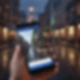 Illustration depicting the Facebook app interface with location settings.