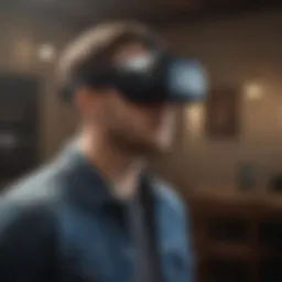 User immersed in a virtual reality environment