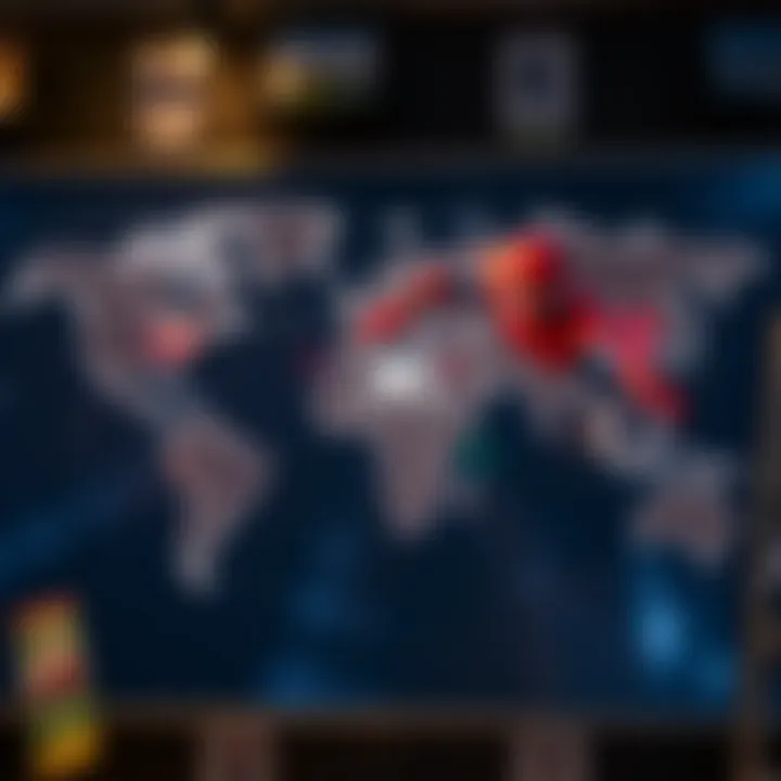 World map highlighting regional availability of Spider-Man films