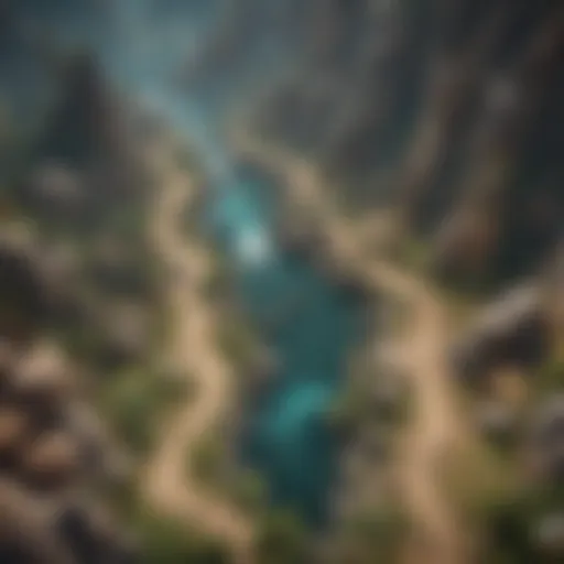A strategic map layout showcasing key objectives and pathways in Wild Rift